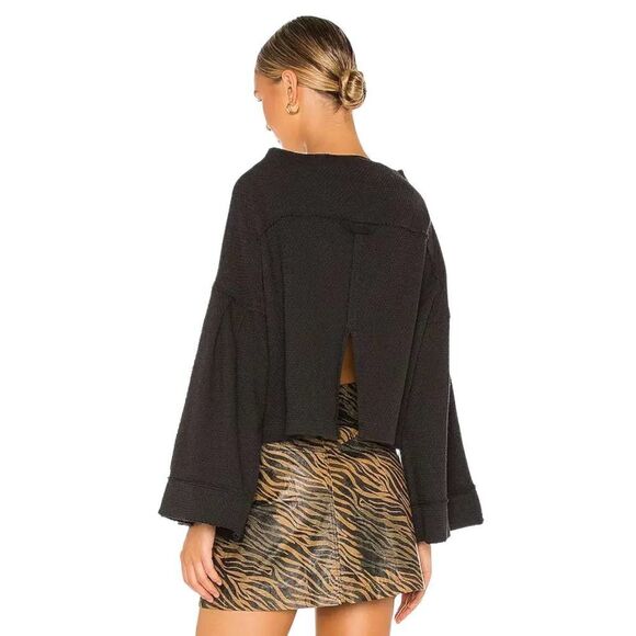 Free People Black Bunny Cropped Boat Neck Pullover - Picture 4 of 14